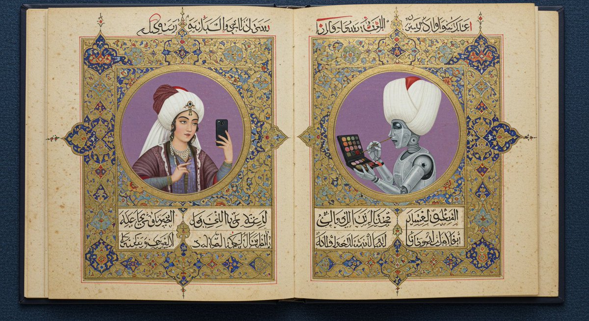 Emretas1903's tweet image. "Ey azîz bilgil kim bu zamân-ı âhirede bir nev âyineler icâd olunmuşdur kim, her kimin çehresi donuk, tahte'l-çeşmi kara, benzi soluk dahi olsa filitîre dirler bir cilâ-yı sûretâ-yile kevserden nûş eylemiş gibi şavkır, hûriyândan sanılur, nice cânlar alur, hafazanallahiteâlâ."