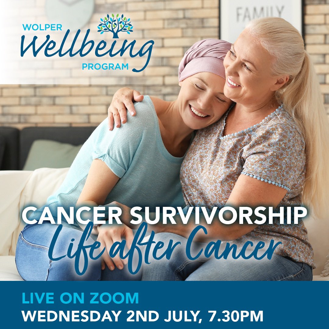 Wedneday 2 July 7.30pm AEST.
Life After Cancer: Live Webinar.
Panel + Q &amp; A.

Free webinar registration to receive Zoom Link: wolper.com.au/wellbeing/

How do we live well after cancer physically, mentally &amp; spiritually? 

Clinical experts explain latest research.