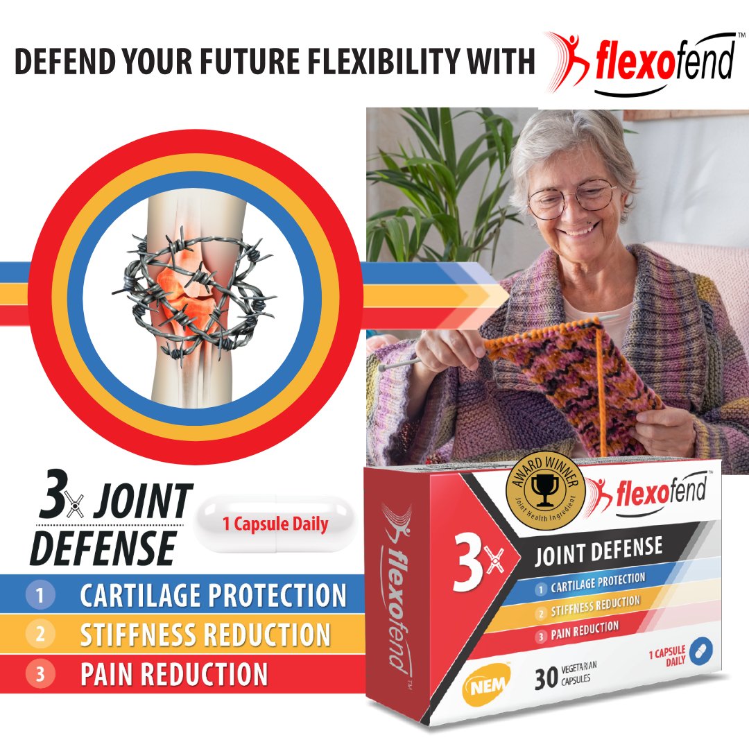flexofend's tweet photo. Osteoarthritis never stops, but neither should you.   Flexofend is South Africa’s only joint health supplement backed by 16   clinical studies to combat deterioration and keep you moving freely. Defend   your Future Flexibility with Flexofend. https://t.co/eZvy1ehgMb💪🦴 https://t.co/61YHc8OAmq