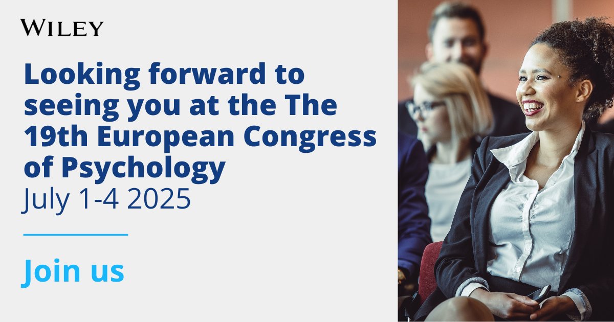 WileyPsychology's tweet image. Calling all #ECP2025 attendees. 👋
We're so excited to be at The 19th European Congress of Psychology 2025. We look forward to talking to you about how we can help publish your research.
📰 Come and have a chat at our stand in the Exhibition Foyer