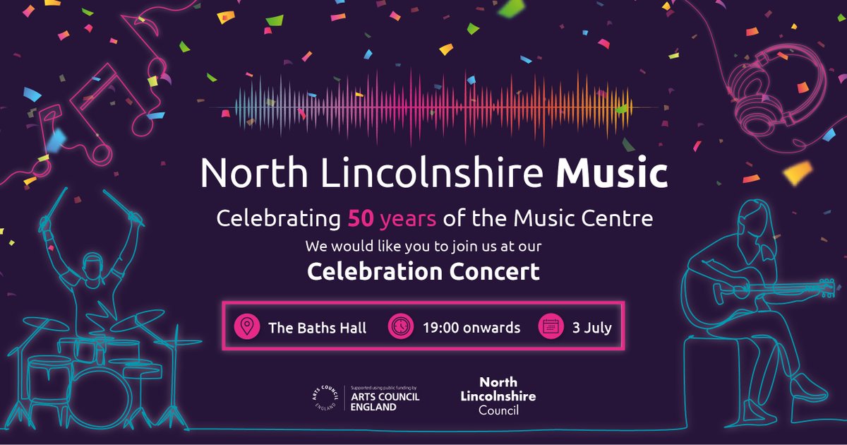 North Lincolnshire Music (@northlincsmusic) on Twitter photo 🎉Join us this Thursday 3 July from 19:00 at the Baths Hall to celebrate 50 years with us for our Celebration Concert. <a href="/TheBathsHall/">Scunthorpe Theatres</a>
🎟️Tickets are available: scunthorpetheatres.co.uk/whats-on/celeb…
🎵We look forward of performances from our Orchestra, Taiko Group, Folklincs & more. 🎉Join us this Thursday 3 July from 19:00 at the Baths Hall to celebrate 50 years with us for our Celebration Concert. <a href="/TheBathsHall/">Scunthorpe Theatres</a>
🎟️Tickets are available: scunthorpetheatres.co.uk/whats-on/celeb…
🎵We look forward of performances from our Orchestra, Taiko Group, Folklincs & more.
