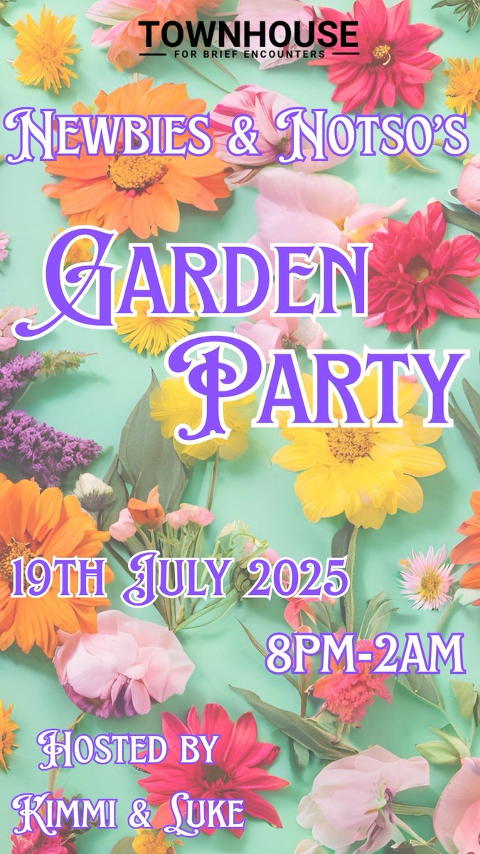 It’s Newbies month again! Who’s coming to join us at Garden Party? 

It’s looking like a hot guest list is already building. If you’ve watched #OpenHouse and think it might be for you. Come along and have a relaxed sexy night to find out more 

buytickets.at/townhousewirra…

#Newbies