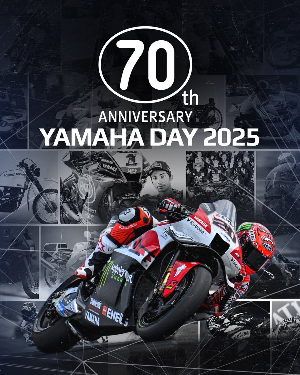 yamaharacingcom's tweet image. Today, July 1st, marks the celebration of 70 years of Yamaha Motor Company, which was founded back in 1955 🎉 

Happy birthday Yamaha 😁

#YamahaDay2025
