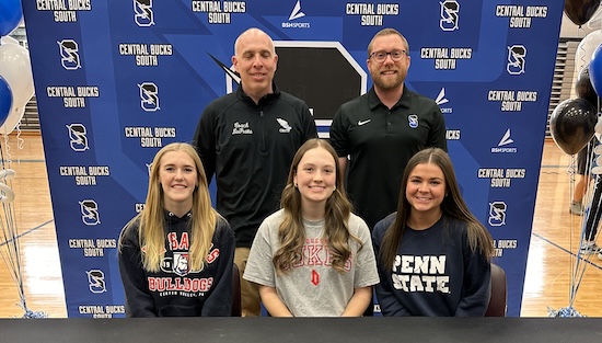 SOLsports (@solsports) on Twitter photo Central Bucks South's Angela Crowley, Devlyn Faber & Riley Rooney will continue their track & field careers at the collegiate level. <a href="/CBSouthTitans/">CBSouthTitans</a> <a href="/CBSouthHS/">CB South</a> <a href="/DuqXCTF/">Duquesne Track & Field and XC</a> <a href="/PennStateTFXC/">Penn State Track & Field/Cross Country</a>
suburbanonesports.com/college-signin… Central Bucks South's Angela Crowley, Devlyn Faber & Riley Rooney will continue their track & field careers at the collegiate level. <a href="/CBSouthTitans/">CBSouthTitans</a> <a href="/CBSouthHS/">CB South</a> <a href="/DuqXCTF/">Duquesne Track & Field and XC</a> <a href="/PennStateTFXC/">Penn State Track & Field/Cross Country</a>
suburbanonesports.com/college-signin…