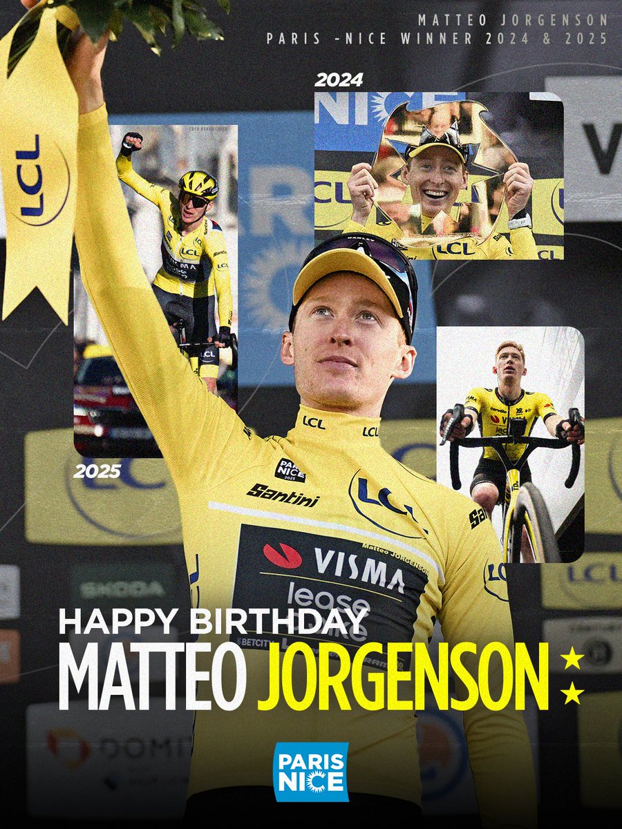Paris-Nice (@parisnice) on Twitter photo Happy birthday to the two-time defending winner of #ParisNice, Matteo Jorgenson 🇺🇸
Joyeux anniversaire au double vainqueur en titre de la course au soleil, <a href="/MatteoJorg/">Matteo Jorgenson</a> ☀️ Happy birthday to the two-time defending winner of #ParisNice, Matteo Jorgenson 🇺🇸
Joyeux anniversaire au double vainqueur en titre de la course au soleil, <a href="/MatteoJorg/">Matteo Jorgenson</a> ☀️