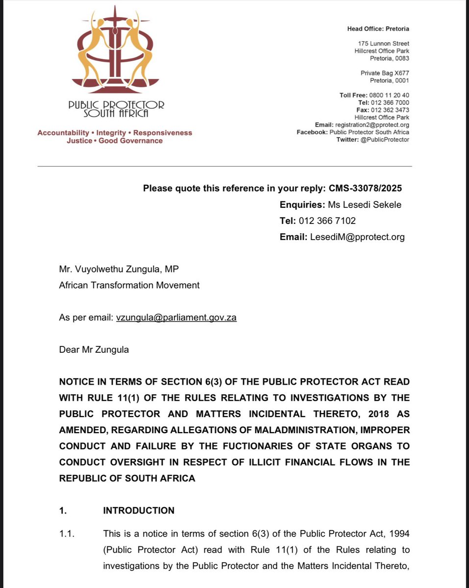ZungulaVuyo's tweet photo. There you have it. 

The Public Protector refuses to investigate systemic failures that enable multinational companies to engage in illicit financial flows that drain the economy over R100 billion per year. https://t.co/7SSMUok3c0