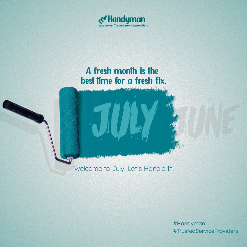 HandymanProNG's tweet photo. A new month is here, and it’s the perfect time to refresh, reset, and get things done around the house!
Happy new month of July🤗
#HappyNewMonth #HandymanNG #JulyVibes #HomeMadeEasy https://t.co/fMikbNMAyK