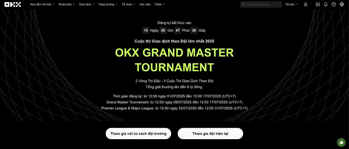 Kính mời các trade thủ vào lập đội, với cơ hội lãnh xế hộp #Vinfast, tài khoản #TradingView plus và Pool thưởng siêu xịn

🏆 Win here: okx.com/vi/competition…