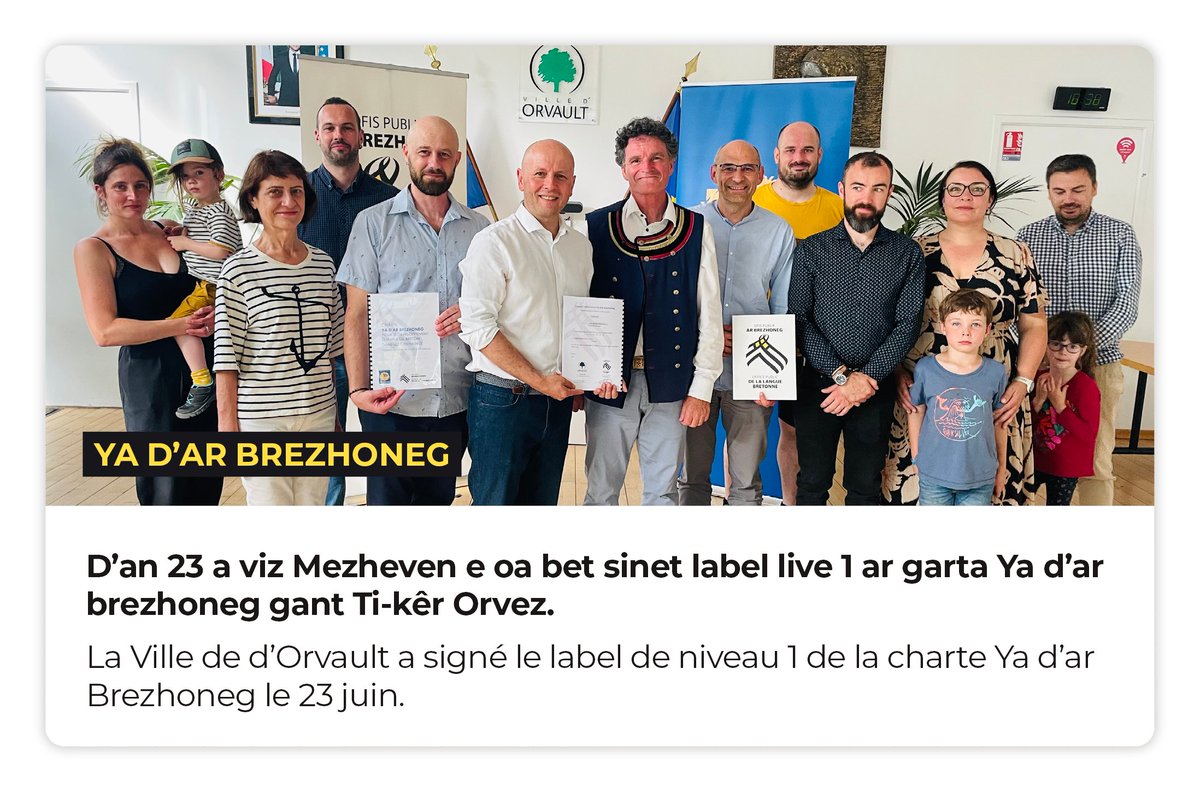 ▶️  Ya d’ar brezhoneg, live 1 · Orvez
Gouestlañ a ra Ti-kêr Orvez brudañ ar brezhoneg ! Dalc'het e oa bet al lid-mañ asambles gant Jean-Sébastien Guitton, maer ; Paul Molac, kannad ha prezidant an OPAB ha Fulup Jakez, rener an OPAB.

© Ville d'Orvault