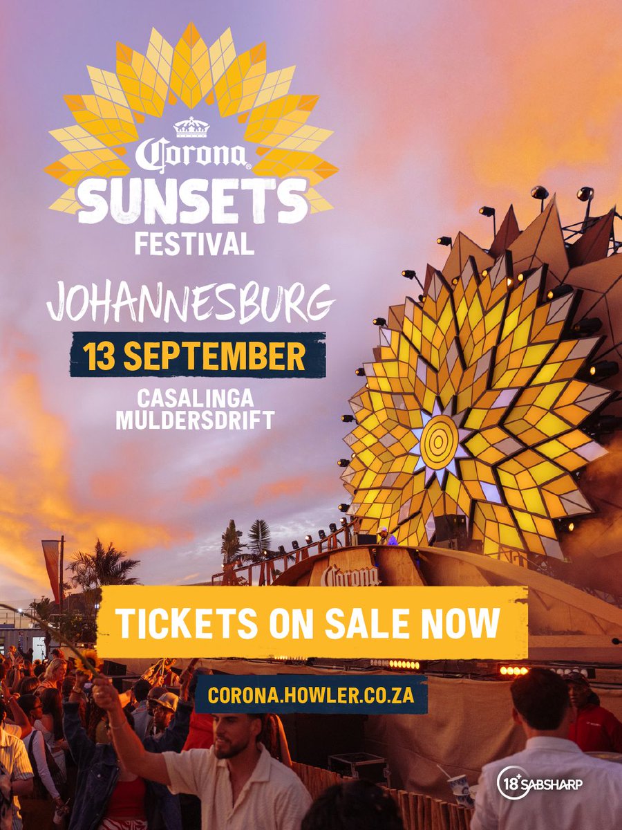 South Africa, tickets for the Corona Sunsets Festival Johannesburg are officially on sale now! 🌅

Join us for an unforgettable experience as we dance into the sunset in the City of Gold on the 13th of September.

Tickets on sale now at corona.howler.co.za 

This Is Living