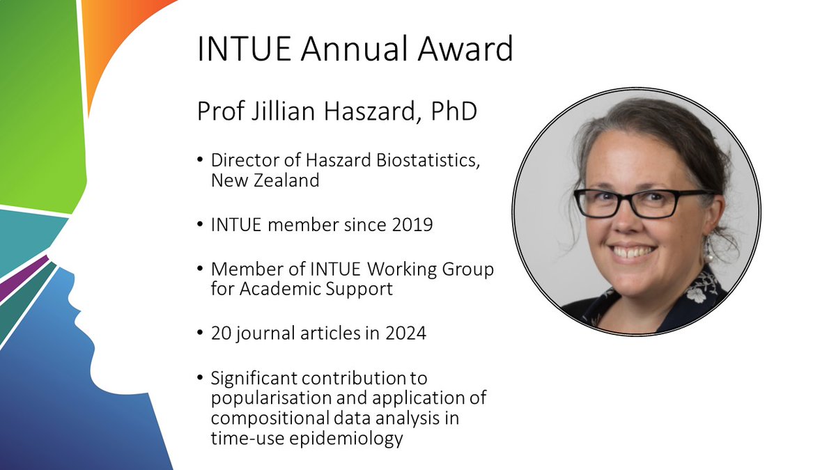 The INTUE Annual Award was presented to Prof Jillian Haszard, to honour her outstanding contributions to time-use epidemiology. Congratulations to Jillian on her fantastic achievements! intue.org/intue-awards