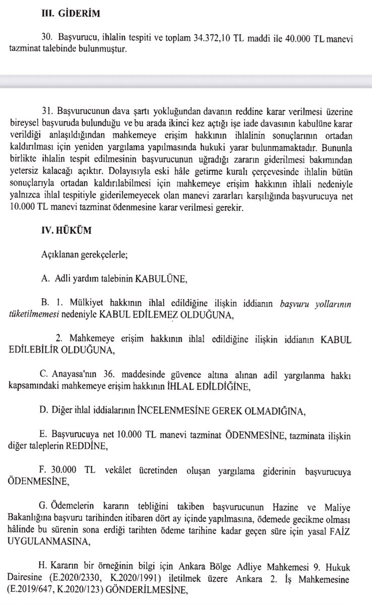 TalatCANBOLAT's tweet photo. Bir #Avukat’ın görüşü daha #AnayasaMahkemesi kararına dönüştü; Arabulucunun kusuru yüzünden son tutanağın geçersiz sayılması nedeniyle “dava şartı yokluğundan” davanın reddedilmesi mahkemeye erişim hakkının ihlalidir. Ayrıca reddedilen dava nedeniyle meydana gelen zararlardan #arabulucu şahsen sorumludur. 👍
https://t.co/EWkFyBSdKr