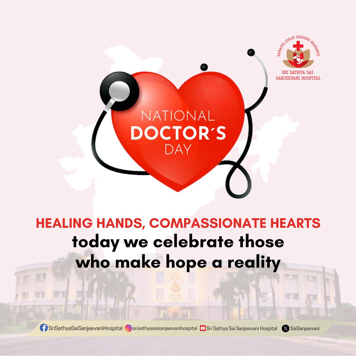 SaiSanjeevani's tweet photo. At Sri Sathya Sai Sanjeevani, every heartbeat healed is a tribute to our doctors. On this Doctors' Day, we honour the hands that heal with love, skill, and selflessness. With deep gratitude to those who serve with compassion.
#SSSSH #DoctorsDay2025 https://t.co/Jn7uSeLSgU