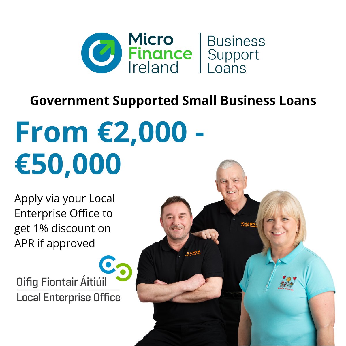 Microfinance Ireland works with small businesses based in the Republic of Ireland, with fewer than 10 employees by providing unsecured business loans of up to €50,000. 

microfinanceireland.ie