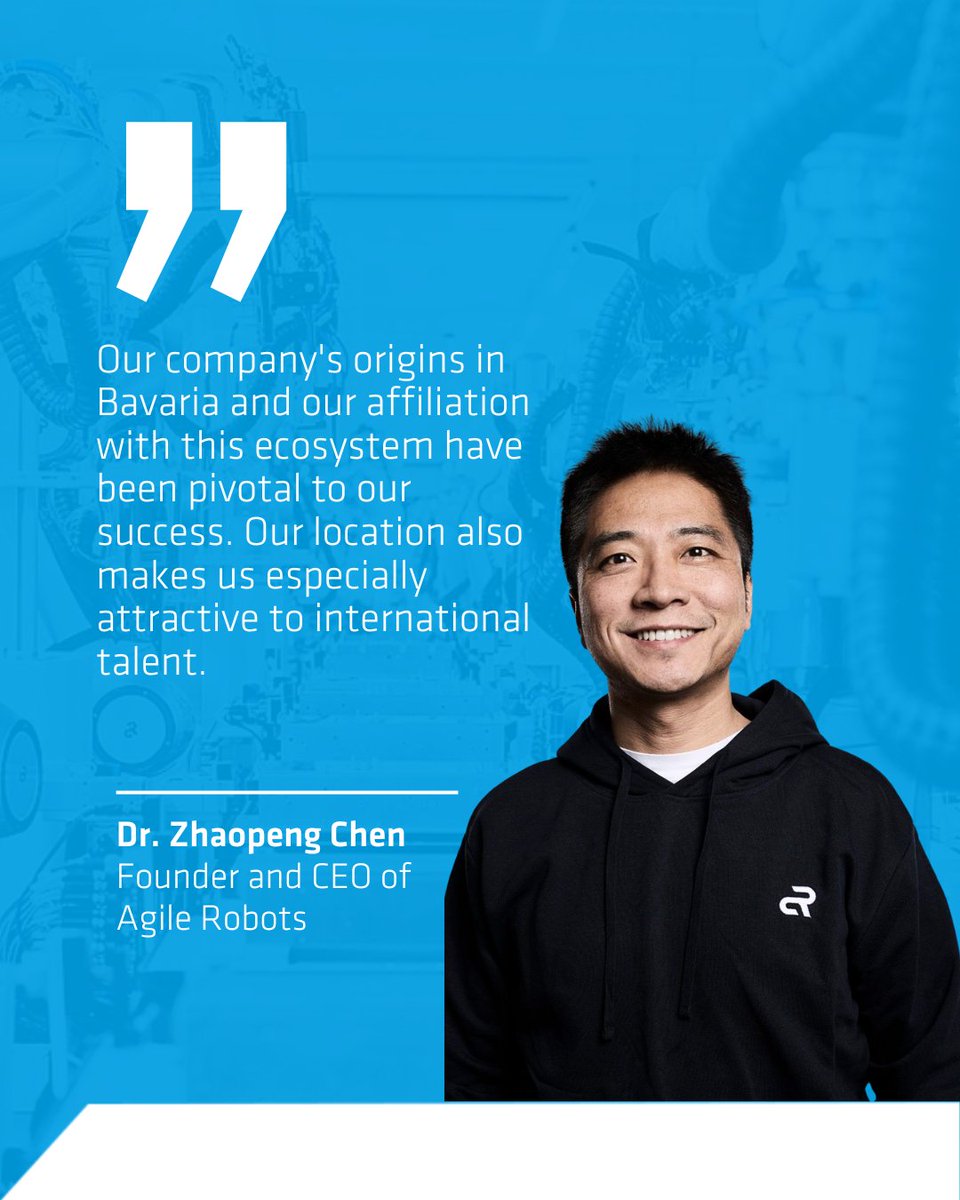 At the opening of Agile Robots’ new HQ in Munich, CEO Dr. Zhaopeng Chen emphasized how Bavaria’s innovation ecosystem and global appeal support talent and growth. The robotics scale-up now operates with 2,300+ staff worldwide. 🤖 📈

#SuccessInBavaria #MadeInBavaria