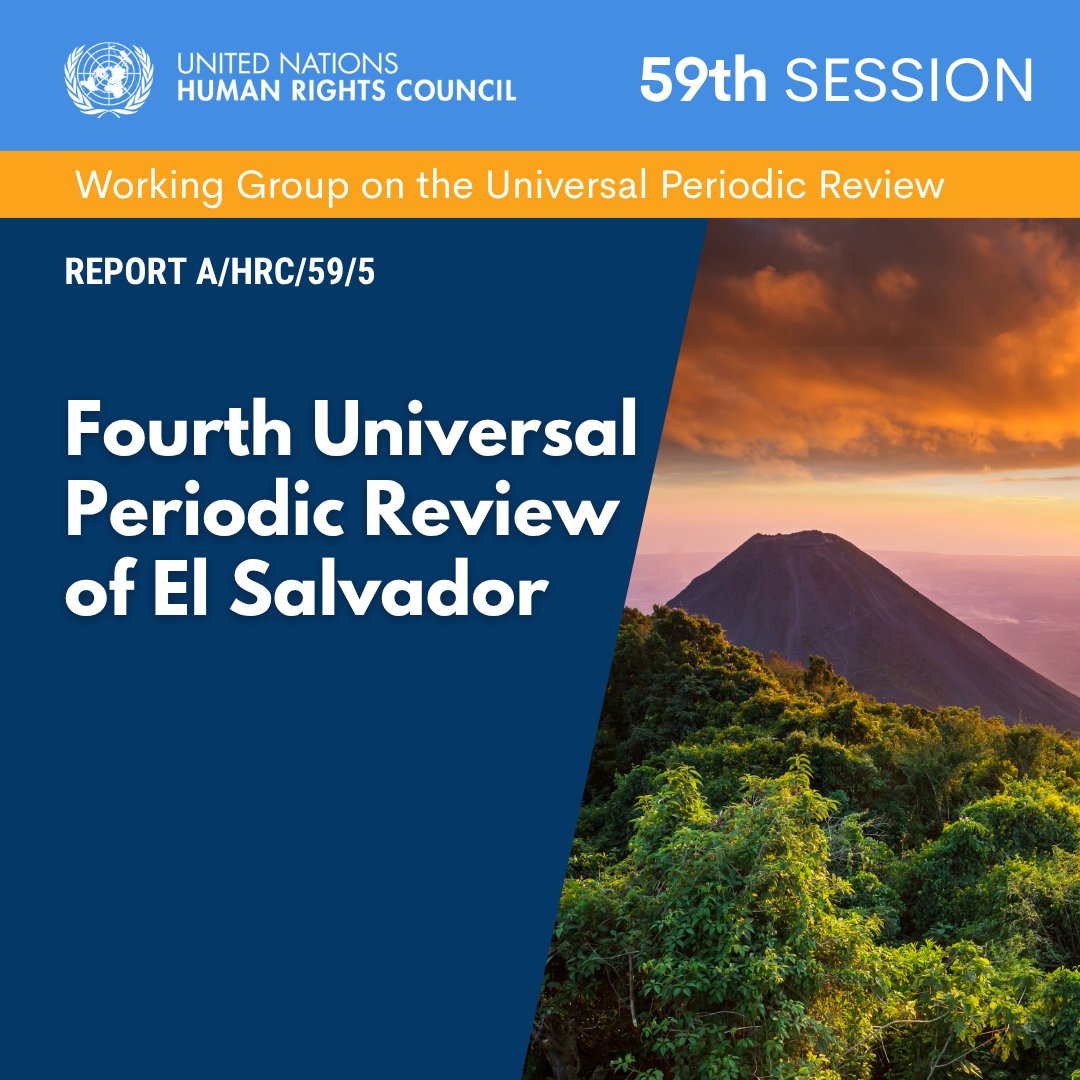 UN_HRC's tweet photo. The @UN Human Rights Council adopted the decision on the outcome of the 4th Universal Periodic Review of #ElSalvador which was held on 20 January 2025.

Out of 228 recommendations received, 150 enjoy the support of El Salvador.

#HRC59 report ➔https://t.co/qGwQhnSj1m https://t.co/tLGln5nPle