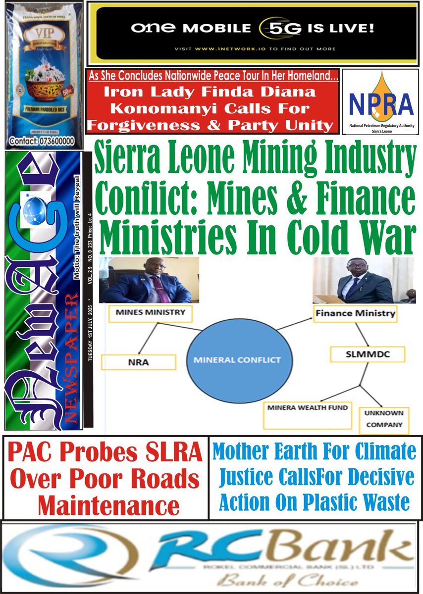 thomasd05987132's tweet photo. #MineralConflict In Sierra Leone
The newly created Sierra Leone Mines and Mineral Development Corporation (SLMMDC) which has as it assets several deposits including the Kasafoni creates more conflict in the mining sector.
#SLMMDC is responsible to the #FinanceMinister while on the other hand are the Ministry of Mines and National Mineral Agency or NMA under the supervision of the Minister of Mines.
Information revealed that #SLMMDC has already signed contract with #MineralWealthFund as its asset manager and the later is also having a covert contract with an unknown company
#WorldBank has stated that while the country has made progress in reforming its legal framework for the mining sector with the Mines and Minerals Development Act 2023 which removes discretionary powers of key political and technical officials of regulatory ministries and agencies, but legal contradictions and inconsistencies remain.
In view of this, it but prudent for #SLMMDC to come out clean and explain to Sierra Leoneans why all this commotion in the mining sector.
@mof_sl @WorldBankAfrica @IMFNews @EITIorg @julius_maadabio @VP_Jalloh @dsengeh