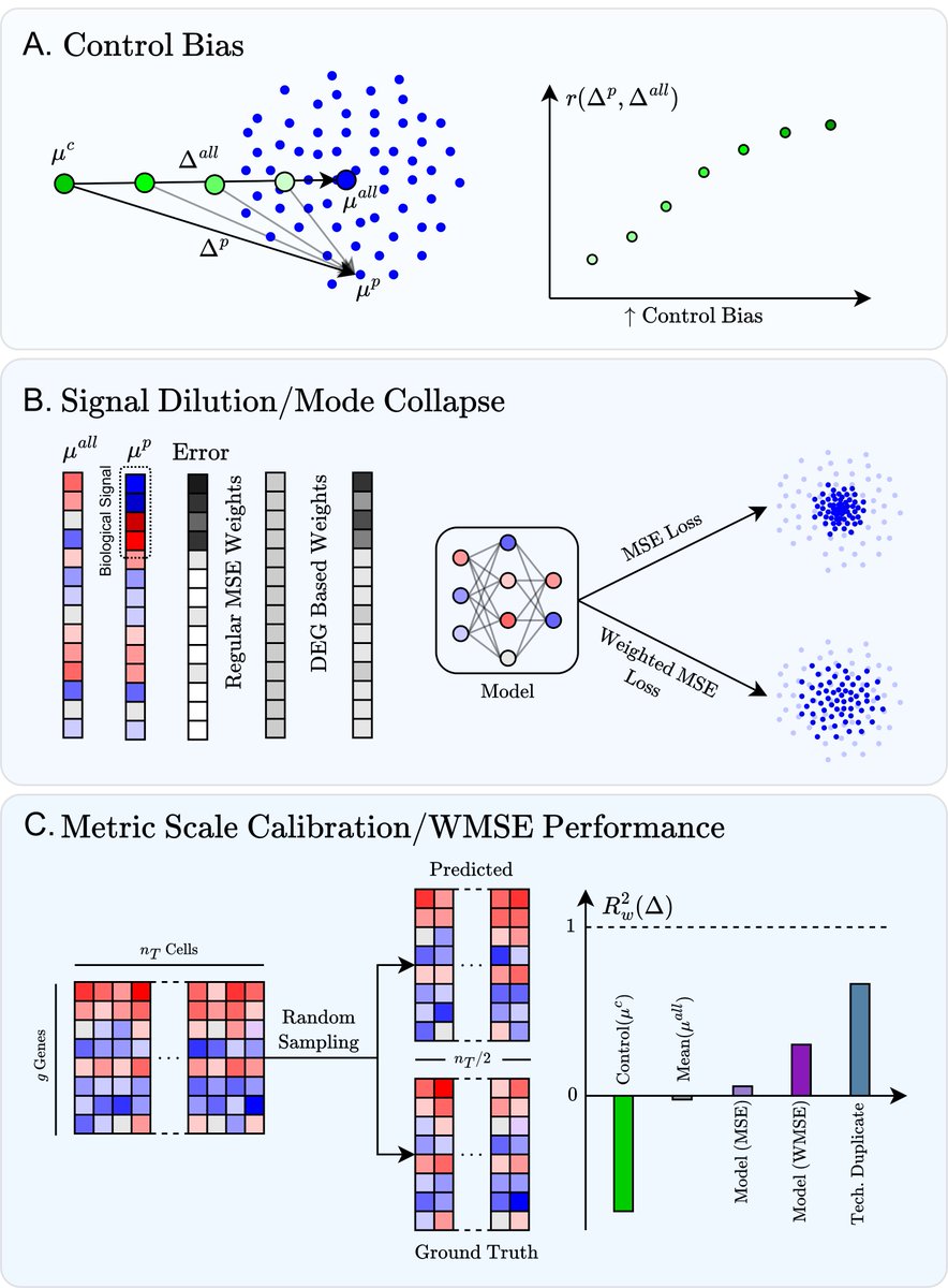 lucascamillomd's tweet image. Are you trying to build a so-called AI virtual cell? 🔬
Yet ... the mean still outperforms your perturbation-response prediction model. 😮💨
Our paper— just accepted to the 𝗚𝗲𝗻𝗕𝗶𝗼 𝗪𝗼𝗿𝗸𝘀𝗵𝗼𝗽 @ 𝗜𝗖𝗠𝗟 —dives into 𝘸𝘩𝘺 the mean excels and what you can do about it.…
