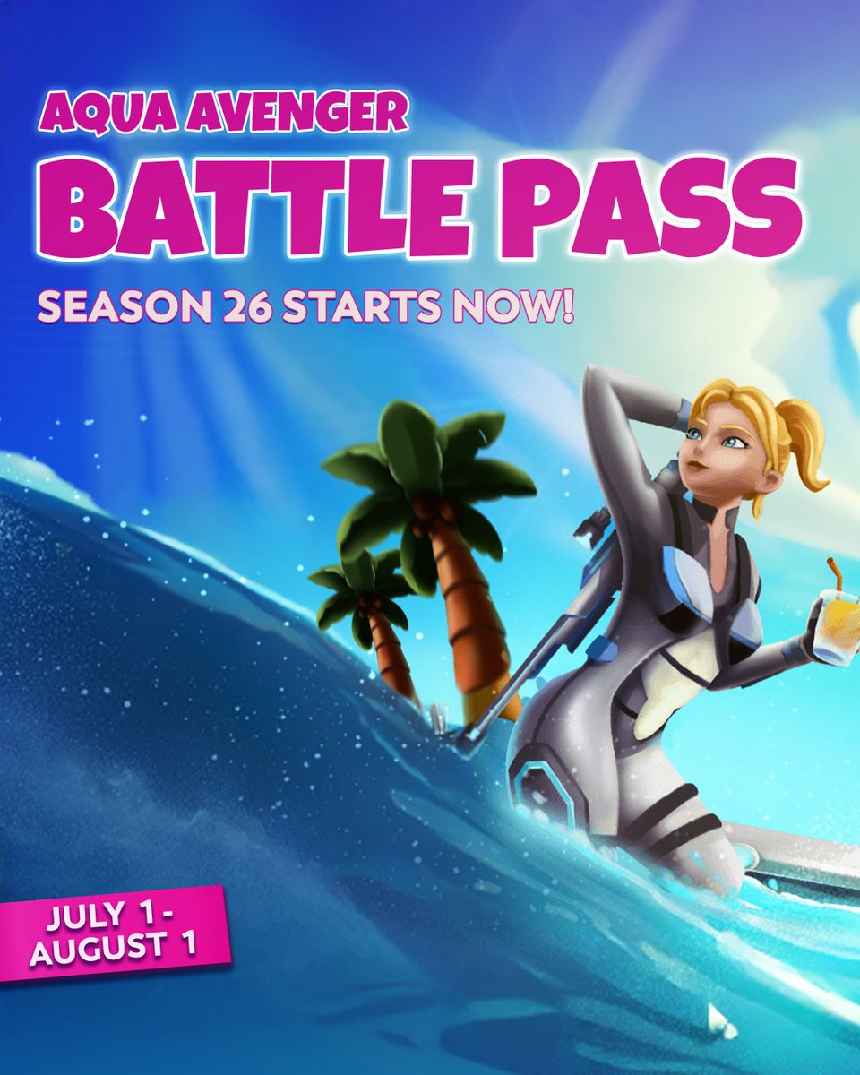 RaidRushTD's tweet photo. 💦 July is here — and the waves are rising.
Battle Pass Season 26: Aqua Avenger has officially begun!

Gear up and dive into the deep — the fight flows all month long. 🌊

🔥 Runs from July 1 to August 1 — don’t miss your chance to make a splash early.

#RaidRush #BattlePass #AquaAvenger #Season26 #towerdefense
