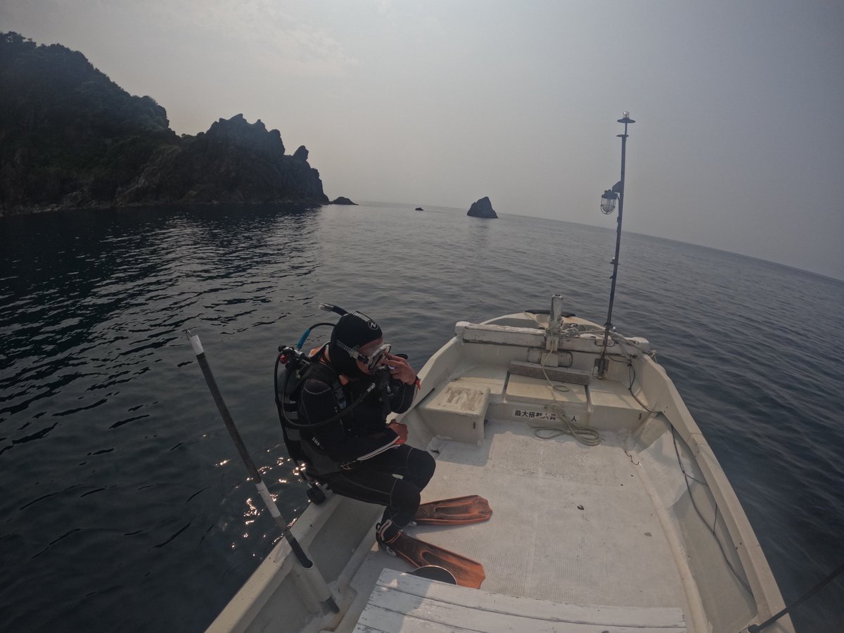 umizono's tweet image. 曇ってますが、海は超べた凪!
今日はファン1ボート。
①双子岩 水温23.4度(水深16m)透視度12m
明日も凪は続きそうです。#鳥取 #岩美町 #羽尾 #ダイビング