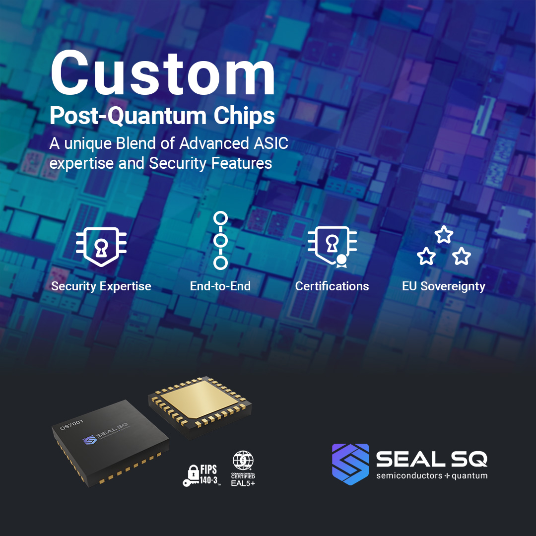 SEALSQcorp's tweet image. Need a future-proof secure chip for sensitive applications like Defense, AI, Medical ? Discover our end-to-end solution to design, manufacture, test and provision the right secure chip tailored-made for your use case. More: hubs.li/Q03vny2D0
#LAES #Quantum #ASIC
