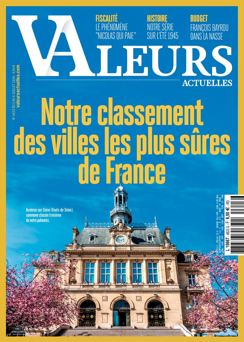 🔴 Valeurs actuelles publie son classement 2025 des communes qui échappent le plus à l’insécurité ⤵️