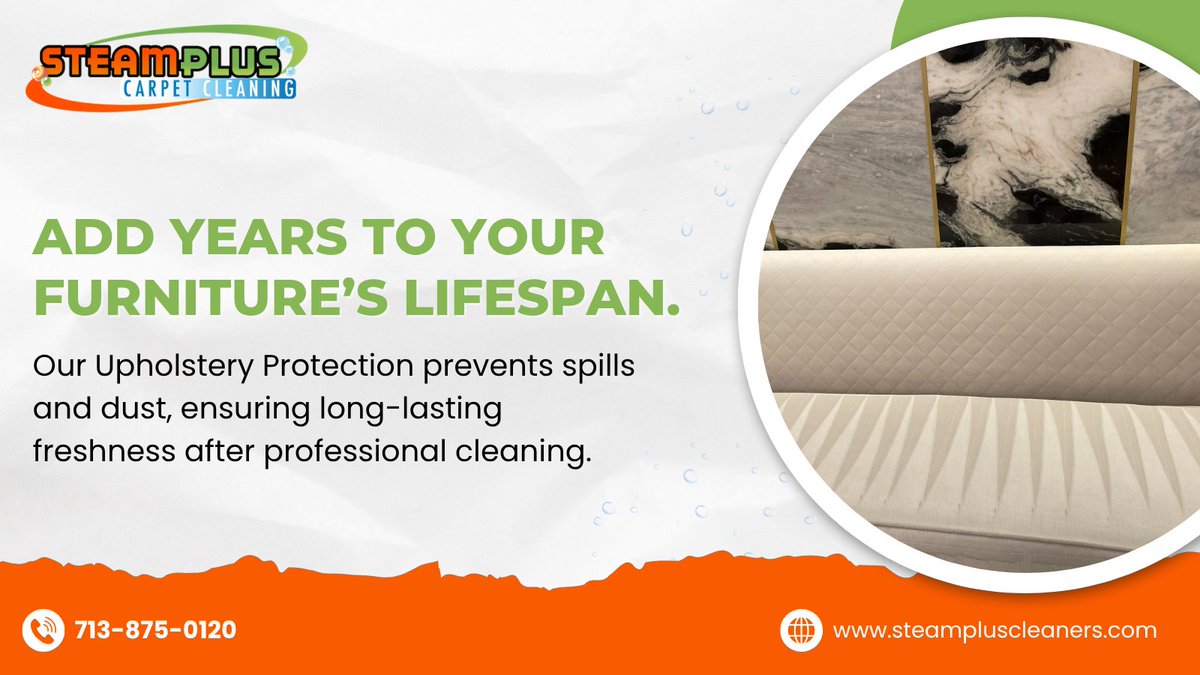 steamplus_clean's tweet image. Say goodbye to panic over sofa spills!

Our service creates a layer that defends against dirt, spills &amp;amp; fading! 🛋️🛡️

Book your service today!

📞 713-875-0120
🌐 steampluscleaners.com/upholstery-pro…

#SteamPlusCarpetCleaning #UpholsteryCare #FabricProtection
