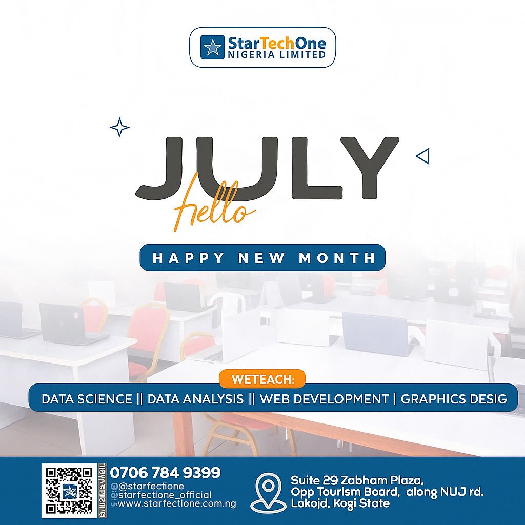 startechone's tweet photo. Hello July ☺️
A fresh page. A new chapter.
This month, I walk in favor, growth, and answered prayers.
I believe in divine timing, and July is right on time.
Let the wins begin!
#HelloJuly #NewMonthNewGoals #StarTechOne #TechSkills #DigitalGrowth #Lokoja #JulyBlessings https://t.co/xMKyudBaRa