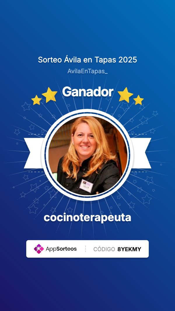 ¡Ya tenemos ganador del Sorteo de Ávila en Tapas 2025!

¡Enhorabuena <a href="/cocinoterapeuta/">Delia Torrano Ruiz-Funes 🧑‍🍳</a> !🎊
