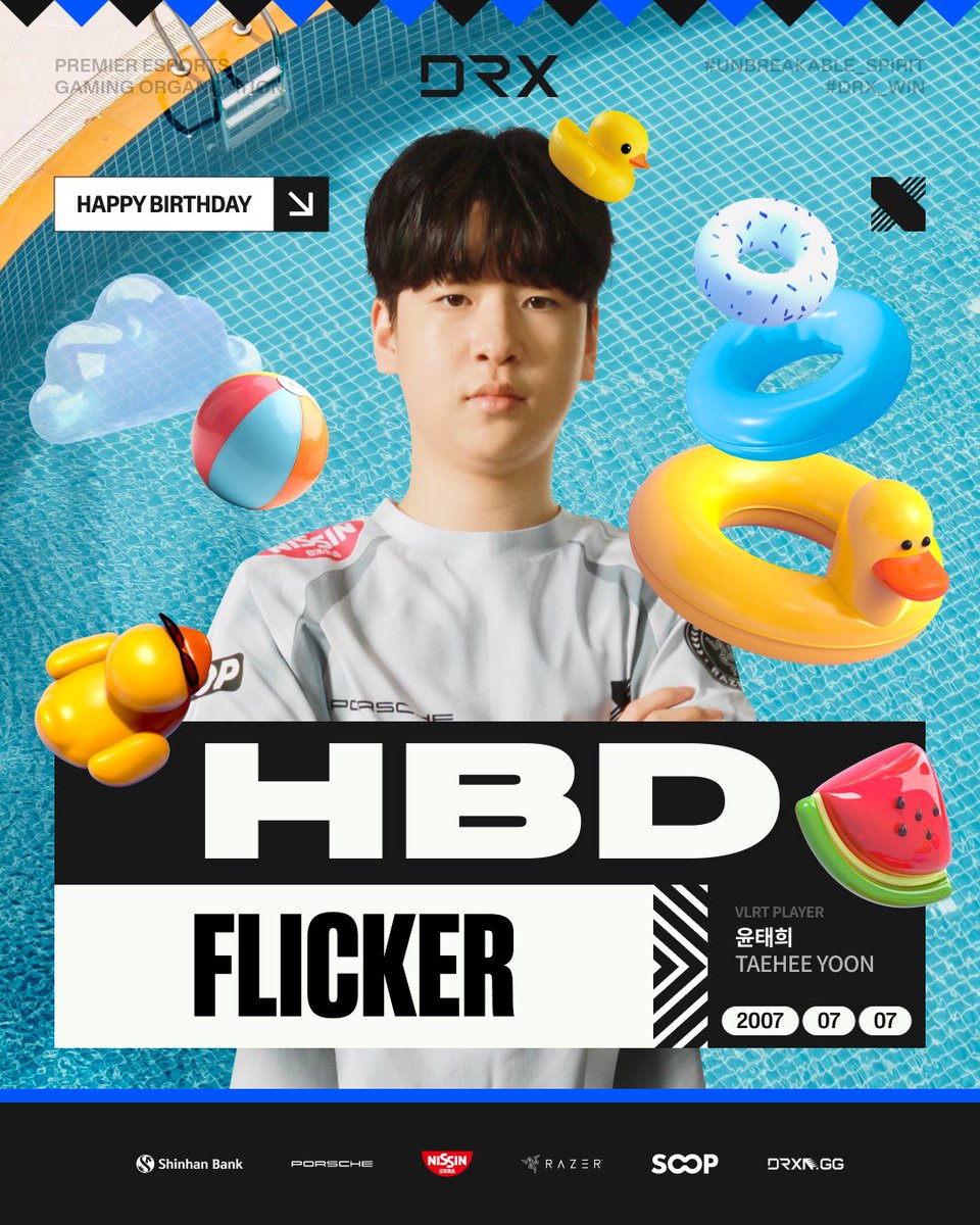 DRX_GLOBAL's tweet image. Happy birthday to our DRX VALORANT player @Flicker_vlrt !π
DRX VALORANT Flicker, μ€νν¬ μ μμ μμΌμ μΆνν©λλ€! π
#DRX #DRXWIN #unbreakablespirit