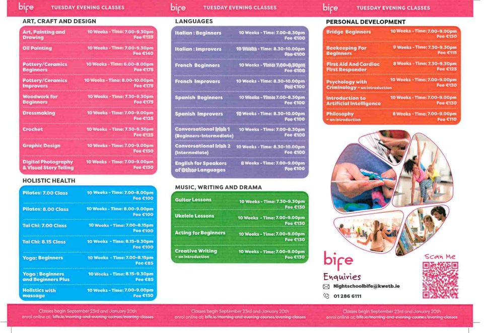 BrayInstituteFE's tweet image. BIFE Night School open now for Autumn enrolments
bife.ie/morning-and-ev…
#nightcourses #bifecourse #plc #furthereducation