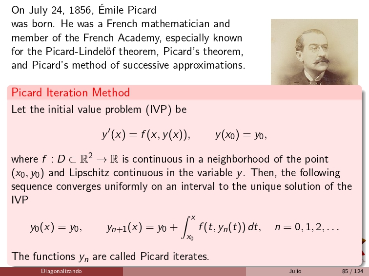 diagonalizando's tweet photo. On July 24, 1856, Émile Picard was born. He was a French mathematician and member of the French Academy, known for the Picard-Lindelöf theorem, Picard's theorem, and Picard's method of successive approximations.
#DifferentialEquation https://t.co/AHFFjRJhs3