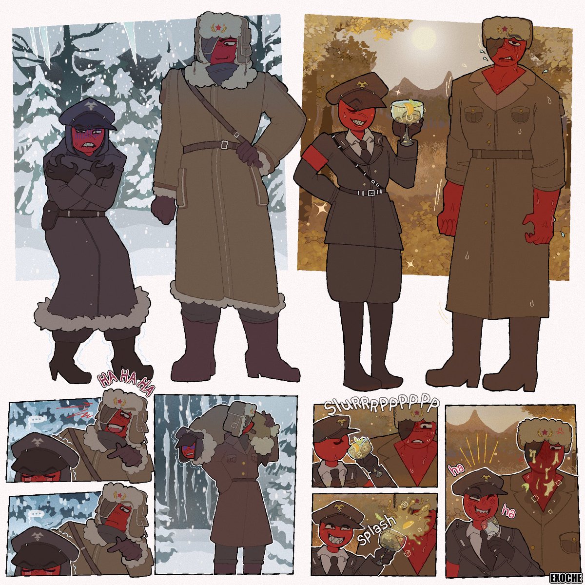 [Illustration: “Changing Season ☀️❄️”] 

-
-
#thirdunion #sovietreich #sovnaz #ussrreich #countryhumansthirdreich #countryhumansUSSR #countryhumansthirdunion