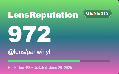 PanWinyl's tweet photo. A very useful tool for @LC app users: @LensReputation_ - well done! Looking forward to more integration with on-chain apps in LC! And I'm in the top 4% of users! :D
So cool! #lenschain #onchainreputation #reputation https://t.co/lIwHntxmyv