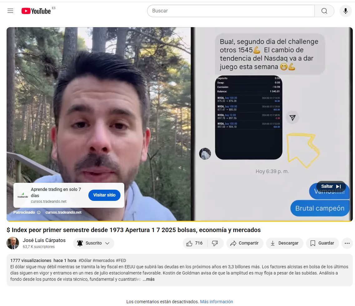ManuMartinB's tweet image. Voy a tener que pagar youtube premium para no verle más la cara a este personaje.
Por el amor de dios, qué tortura china