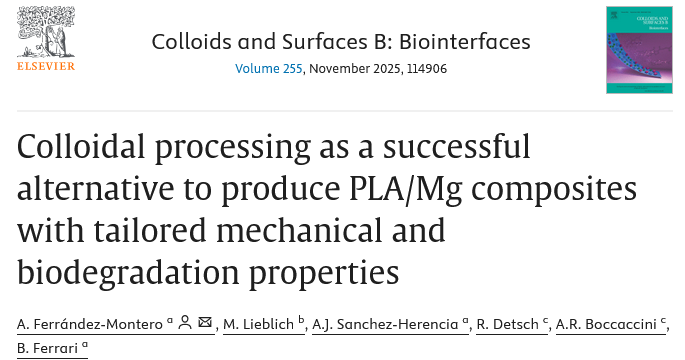 Colloidal Processing (@colloidalproces) on Twitter photo Glad to share with you our last paper made in collaboration with <a href="/CSICCENIM/">CENIM-CSIC 🔥</a> and <a href="/Boccaccini_Lab/">Biomaterials_Erlangen</a> Colloidal processing as a successful alternative to produce PLA/Mg com... sciencedirect.com/science/articl…
<a href="/icvcsic/">Instituto de Cerámica y Vidrio ICV-CSIC</a> <a href="/AnaFrMr/">Ana Ferrández</a> <a href="/SanchezHerencia/">A. Javier Sánchez</a> <a href="/begoferrari/">Begoña Ferrari</a> Glad to share with you our last paper made in collaboration with <a href="/CSICCENIM/">CENIM-CSIC 🔥</a> and <a href="/Boccaccini_Lab/">Biomaterials_Erlangen</a> Colloidal processing as a successful alternative to produce PLA/Mg com... sciencedirect.com/science/articl…
<a href="/icvcsic/">Instituto de Cerámica y Vidrio ICV-CSIC</a> <a href="/AnaFrMr/">Ana Ferrández</a> <a href="/SanchezHerencia/">A. Javier Sánchez</a> <a href="/begoferrari/">Begoña Ferrari</a>