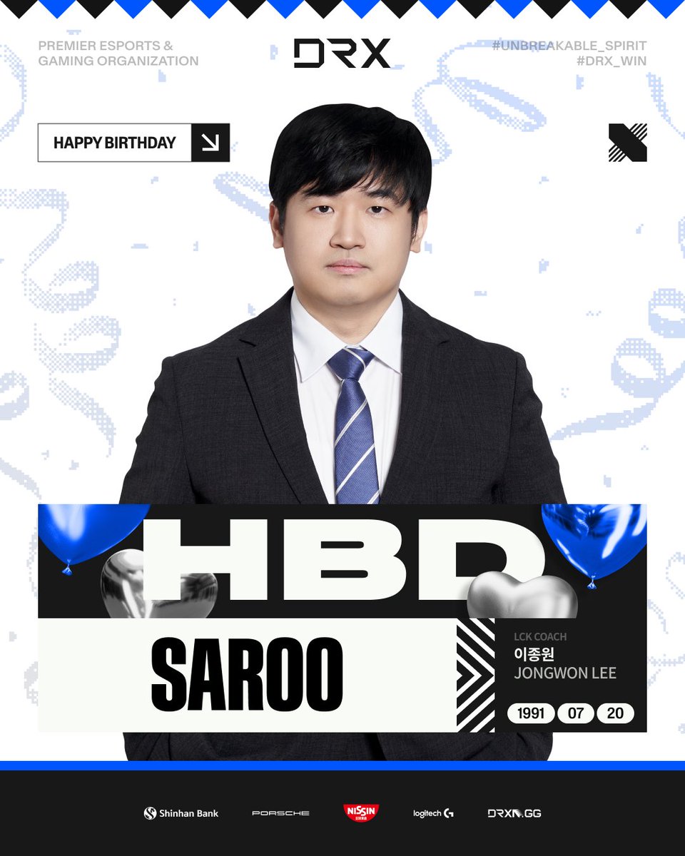 DRX_GLOBAL's tweet image. Happy Saroo day π
7μ 20μΌμΈ μ€λμ DRX Saroo, μ΄μ’
μ μ½μΉμ μμΌμ
λλ€! π
Please join us in wishing DRX Saroo a happy birthday!
#DRX #DRXWIN #UnbreakableSpirit