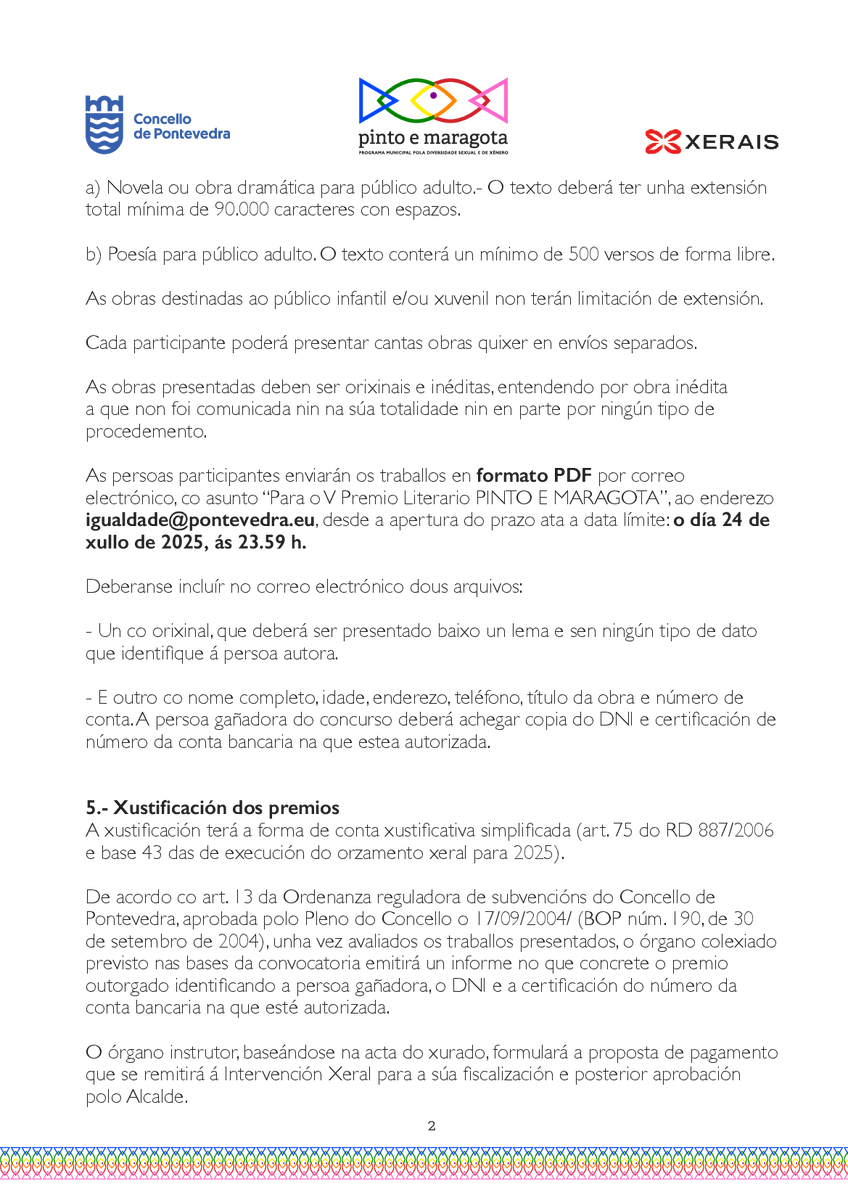 Bases da V edición do Certame Literario Pinto e Maragota: axendacultural.aelg.gal/2025/07/01/bas… <a href="/Pontevedrate/">Concello de Pontevedra</a> <a href="/Xerais/">Xerais</a>