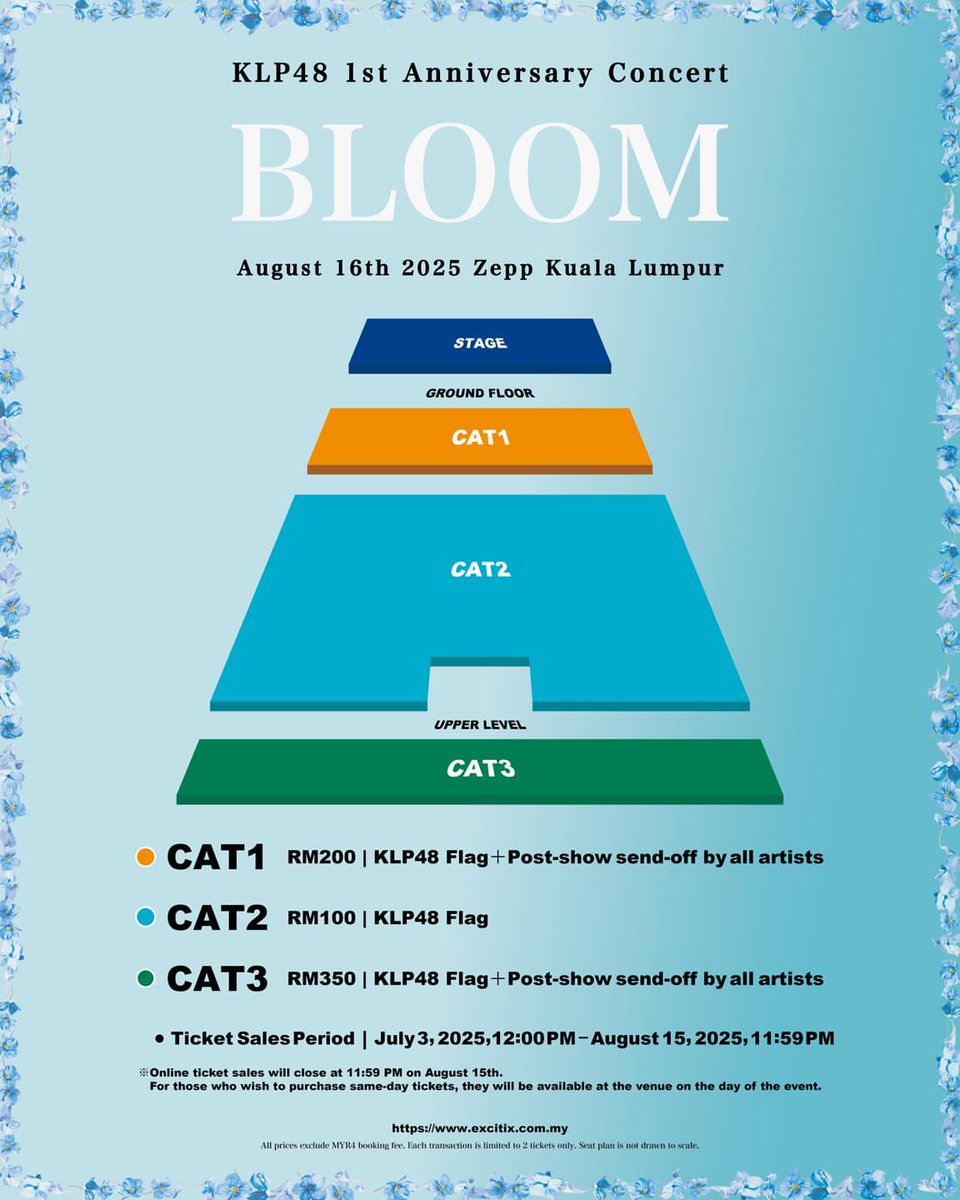 xallehrazax's tweet photo. KLP48 1ST ANNIVERSARY CONCERT : BLOOM

🗓️ 16th August 2025
📍 Zepp Kuala Lumpur

KLP48, JKT48, Coëx, Ismail Izzani

🎟️ RM100, RM200, RM350
🔗 https://t.co/9Nl8pV7fpy

⚠️ Tickets available on 3st July (12PM) https://t.co/Tr6ZWhjtY2