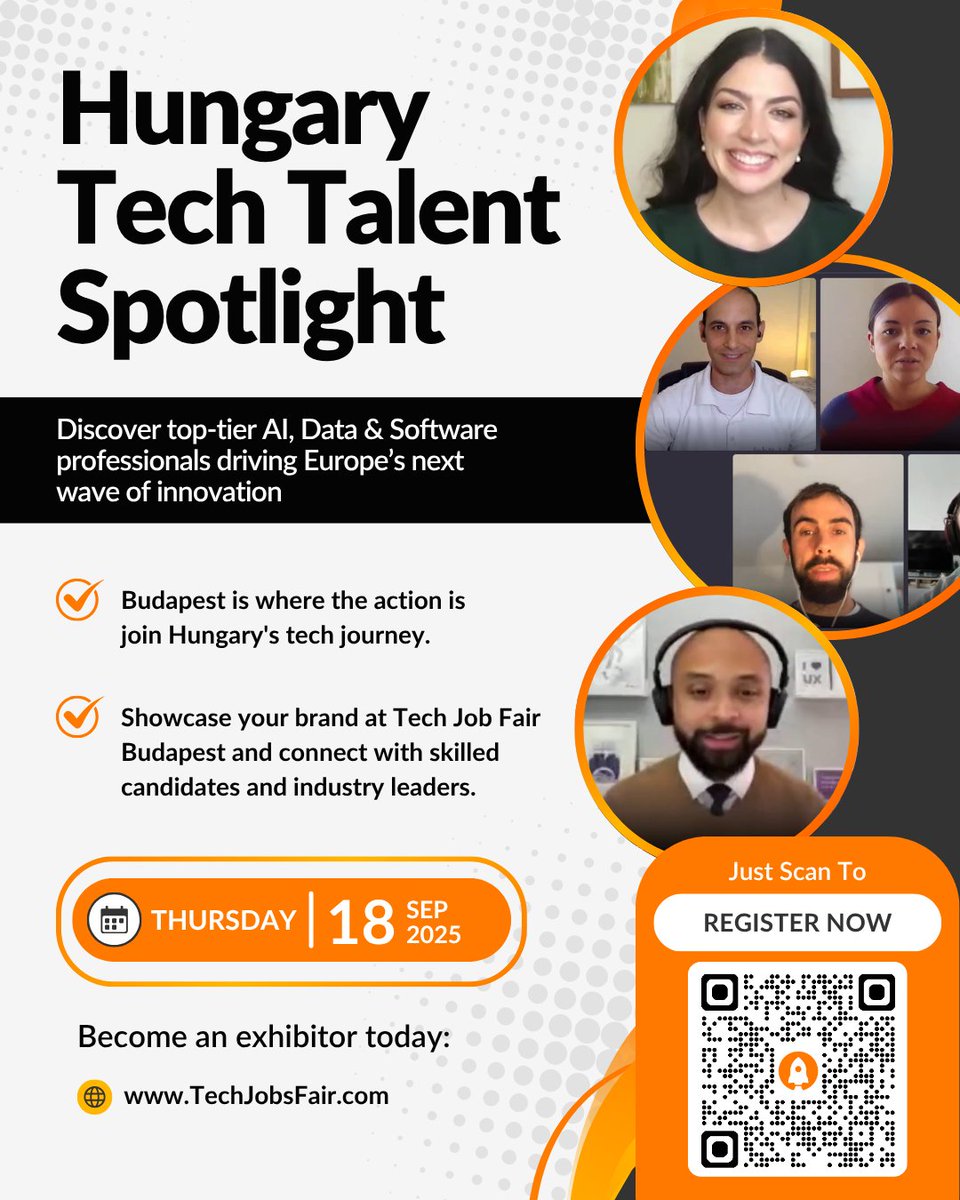 techjobsfair's tweet image. 🇭🇺 Hungary is rising on the tech map! 🚀

From Budapest devs to AI pros, the talent pool is expanding fast.

Explore 2025 hiring trends &amp;amp; why Hungary is becoming a hotspot for tech recruitment.

👉 Let’s talk talent.

#HungaryTech #HiringTrends #TechJobsFair #TJFInsights