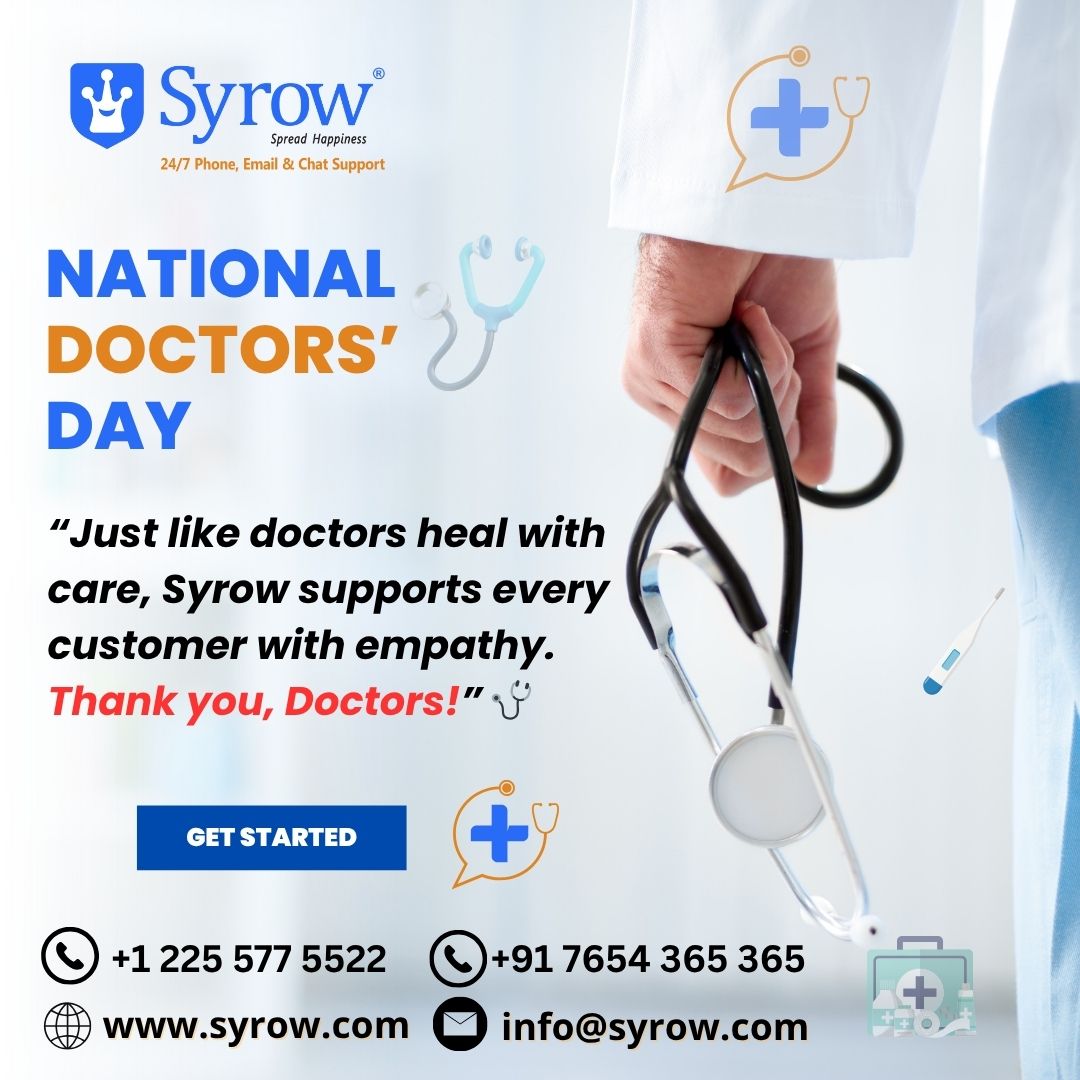 TheSyrow's tweet image. Happy #NationalDoctorsDay! 
To all doctors – thank you for healing with heart.
Syrow supports healthcare providers with 24x7 human-powered customer care.
Are you giving your patients the service they deserve?
Let me know your reply &amp;amp; DM us!
#SyrowAI #HealthcareCX #DoctorsDay2025