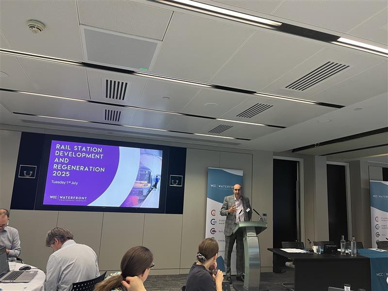 Jonathan Chatfield from <a href="/RailDeliveryGrp/">Rail Delivery Group</a> welcomes attendees to Rail Station Development and Regeneration 2025#Stations25
