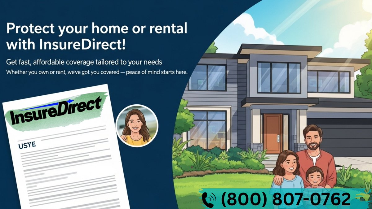 InsureDirectCom's tweet image. #HomeInsurance #RentersInsurance #InsureDirect #PropertyProtection #PeaceOfMind #InsuranceCoverage #AffordableInsurance #HomeSafety #SecureLiving #SmartCoverage