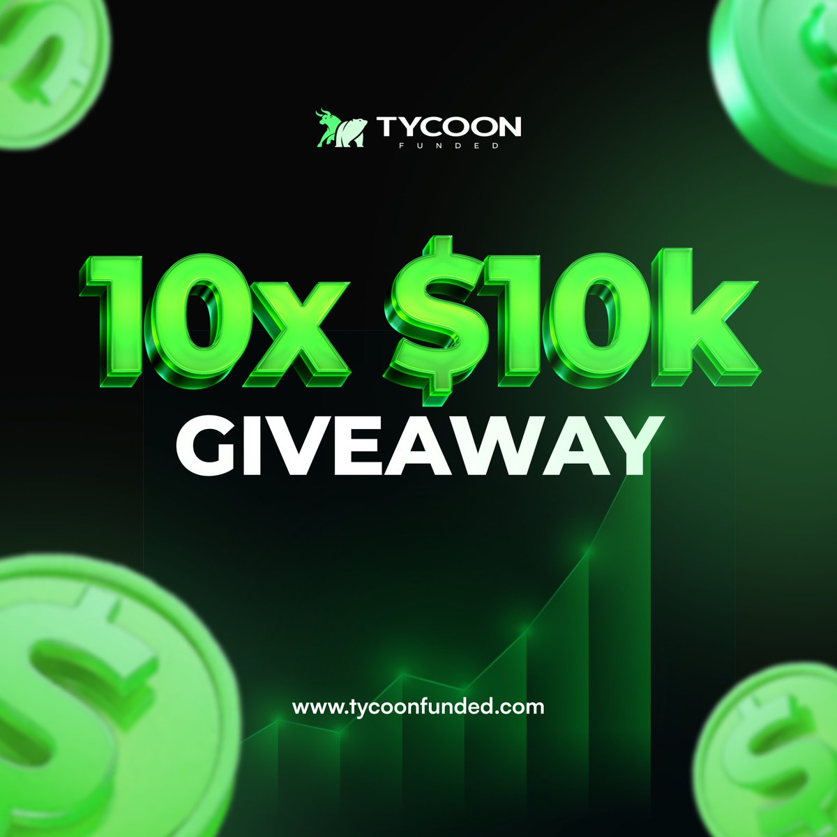 Tycoon Funded (@tycoonfunded) on Twitter photo 10 x $10K FUNDED CHALLENGE GIVEAWAY 💚
1. Follow <a href="/tycoonfunded/">Tycoon Funded</a> and turn on notifications
2. Like and Retweet this post
3. Comment to quoted post
Each new comment/tag is a new entry, winners picked in 72h! 10 x $10K FUNDED CHALLENGE GIVEAWAY 💚
1. Follow <a href="/tycoonfunded/">Tycoon Funded</a> and turn on notifications
2. Like and Retweet this post
3. Comment to quoted post
Each new comment/tag is a new entry, winners picked in 72h!