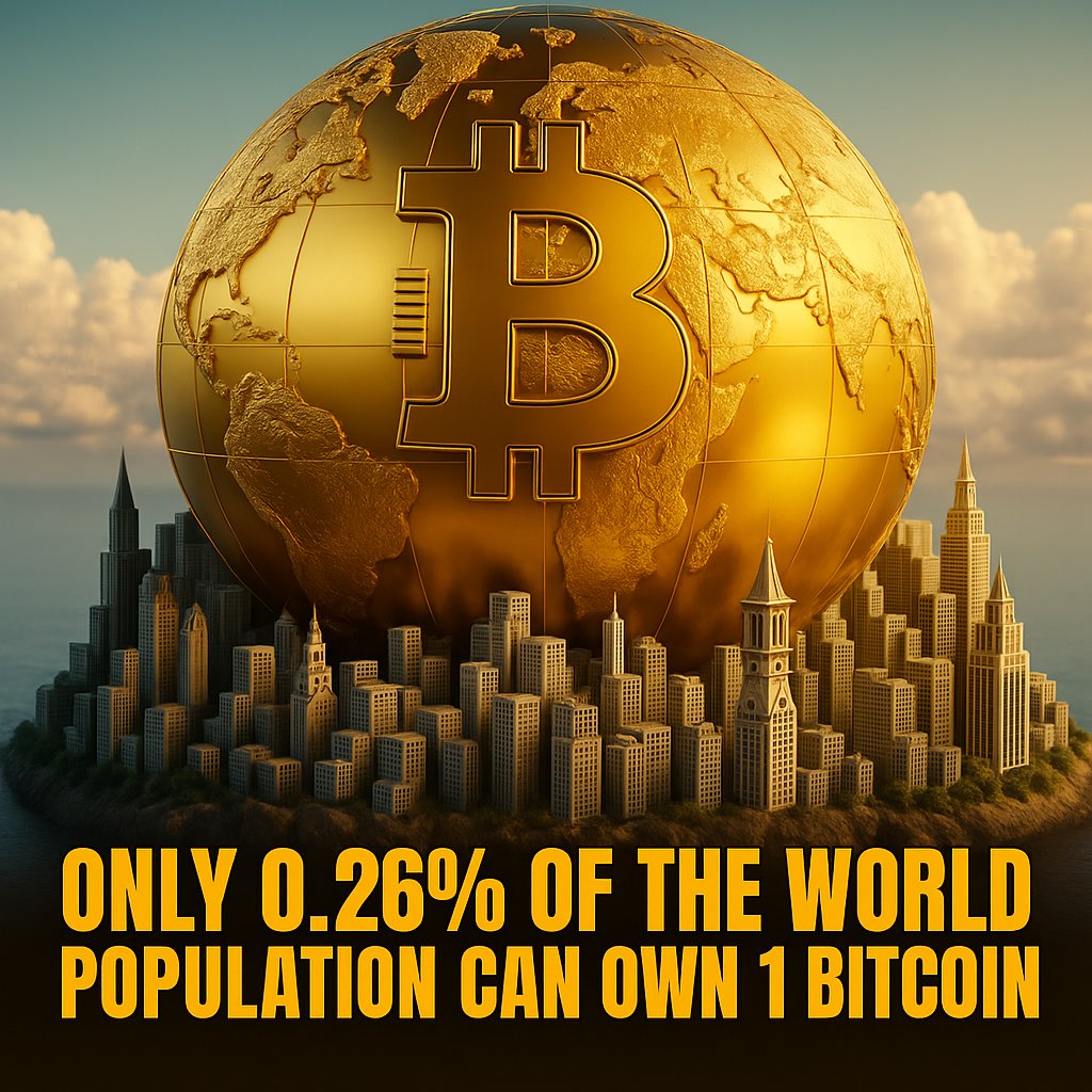 Only 0.26% of the world can ever own 1 full Bitcoin
That’s not hype. That’s hard math. 🧠

#Bitcoin is not just digital gold.
It’s the most limited real estate on the blockchain.

If you hold 1 #BTC, you're already ahead of 99.74% of the planet. 🌍💰 

You're early. You're