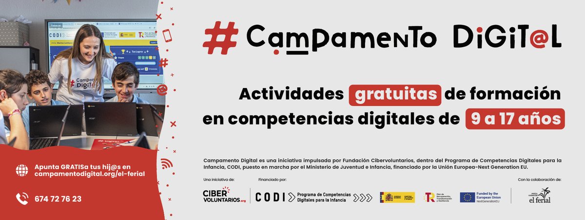 980stream_tv's tweet photo. EL FERIAL ACOGE CAMPAMENTO DIGITAL🖥, UN PROGRAMA DE FORMACIÓN GRATUITA PARA POTENCIAR EL TALENTO DIGITAL Y HABILIDADES DE FUTURO🧒🧑. Nota de prensa✍️👉📎: https://t.co/LFEMG5ZpIe

#ferialdeparla
#CampamentoDigital
#Parla
#fundacioncibervoluntarios
#980streamtv https://t.co/9p3wDicph2