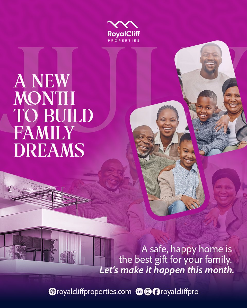 Royalcliffpro's tweet photo. Happy New Month.
We believe every family deserves a secure and joyful place to call home.
This July, let’s work together to turn your real estate aspirations into lasting investments.
#HappyNewMonth https://t.co/dlwgFagF3o