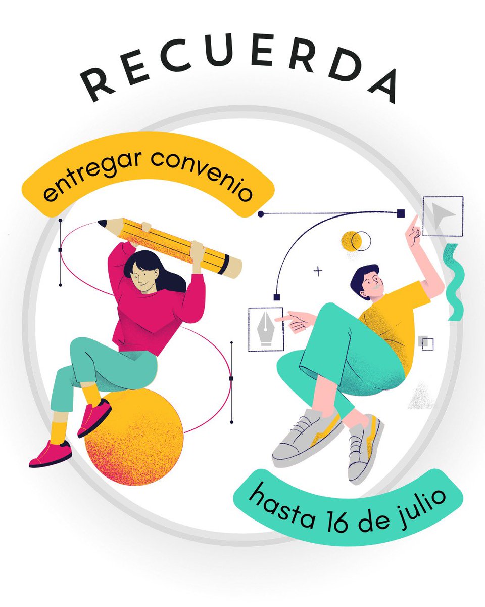 📣 Te recordamos que
 si la fecha de inicio de tu práctica está entre el 🗓️ 26 de julio y el 📆 10 de septiembre, el último día para entregar el convenio es el 📌 16 de julio.
 ¡Que no se te pasen los plazos! ⏳📄