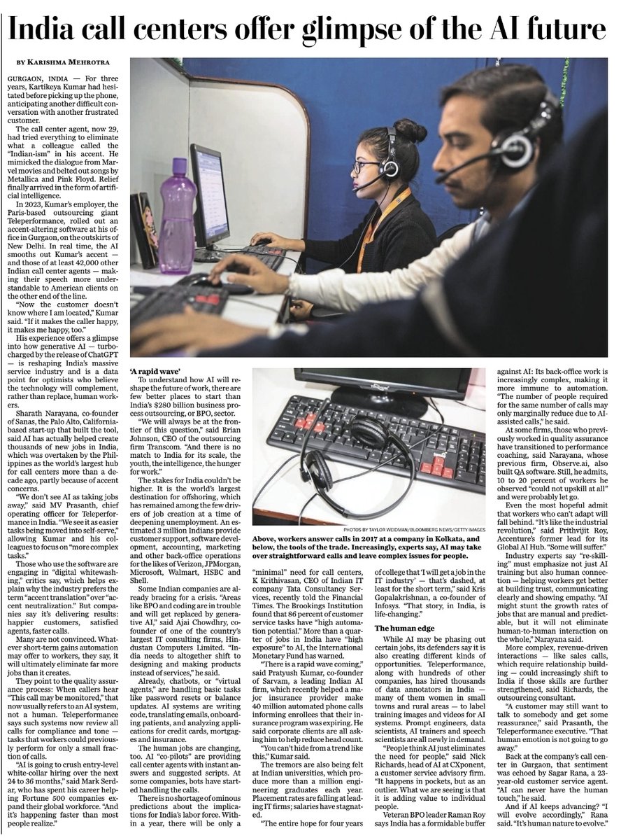 To understand the future of work, there may be no better place to look than India’s back offices for multinationals.

wapo.st/4eurU26