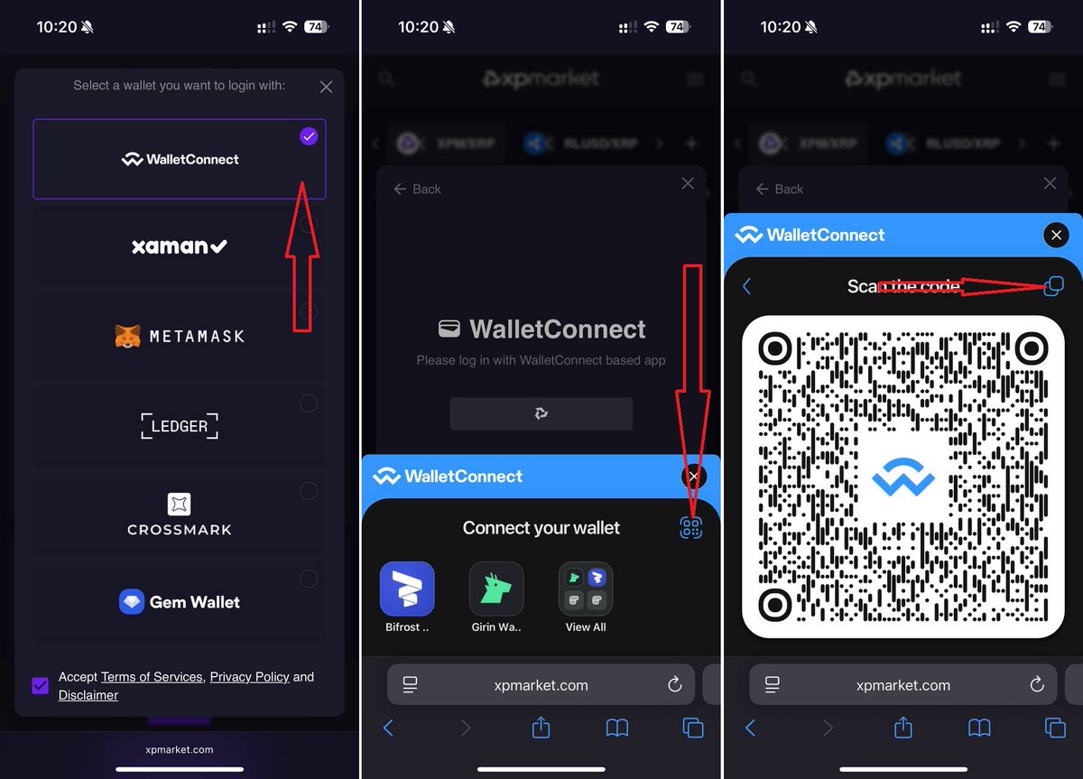 StaticBit_io's tweet image. 🔗 How to connect to @xpmarket using StaticBit

Use StaticBit — your decentralized wallet for the XRP Ledger — to securely connect to XPMarket:

1️⃣ Click “Connect Wallet” on the XPMarket website
2️⃣ Select WalletConnect
📲 If you’re using StaticBit on another device (like your…